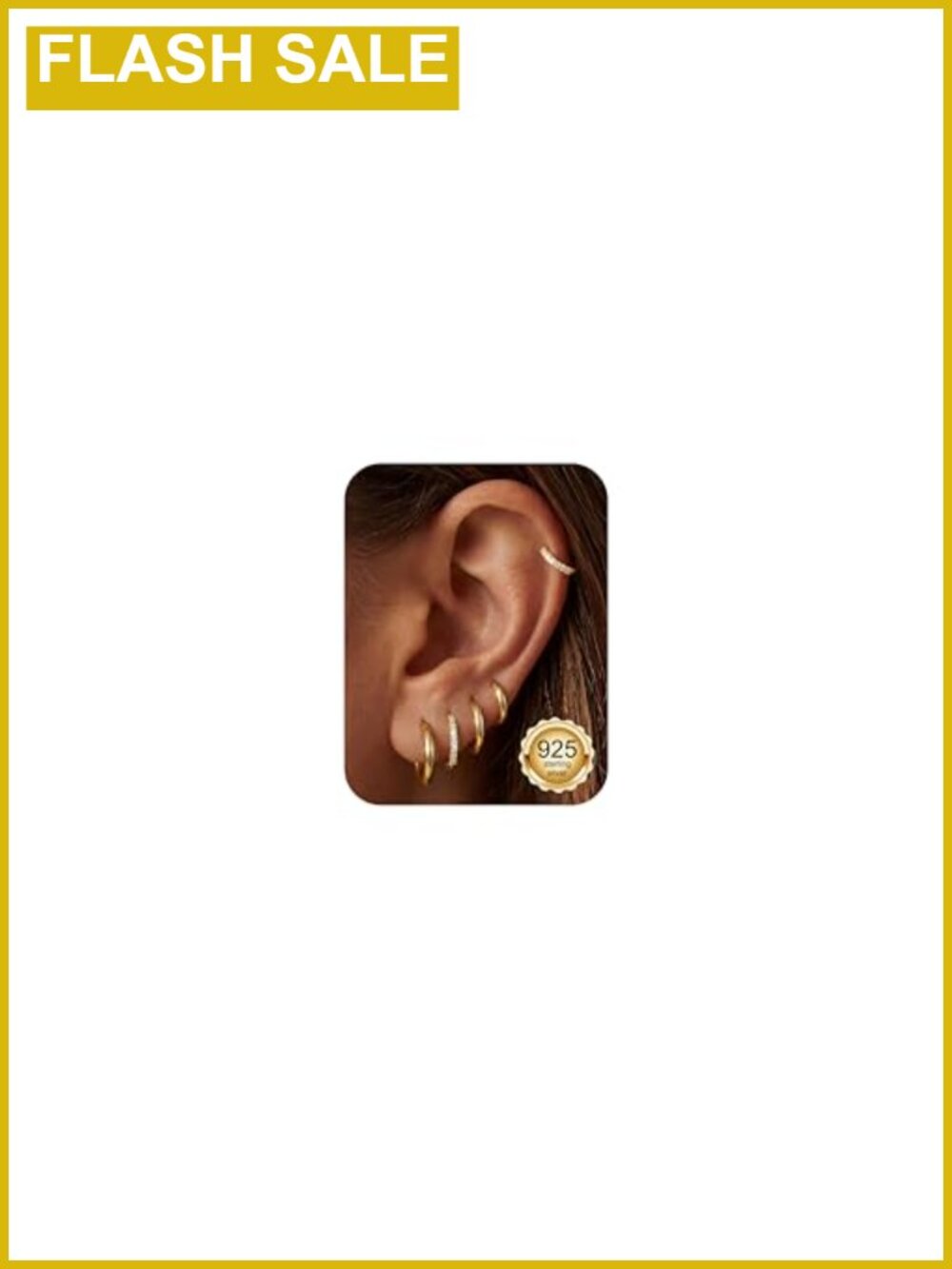 5 Pairs Small Gold Plated Hoop Earrings Cubic Zirconia Huggie Stackable